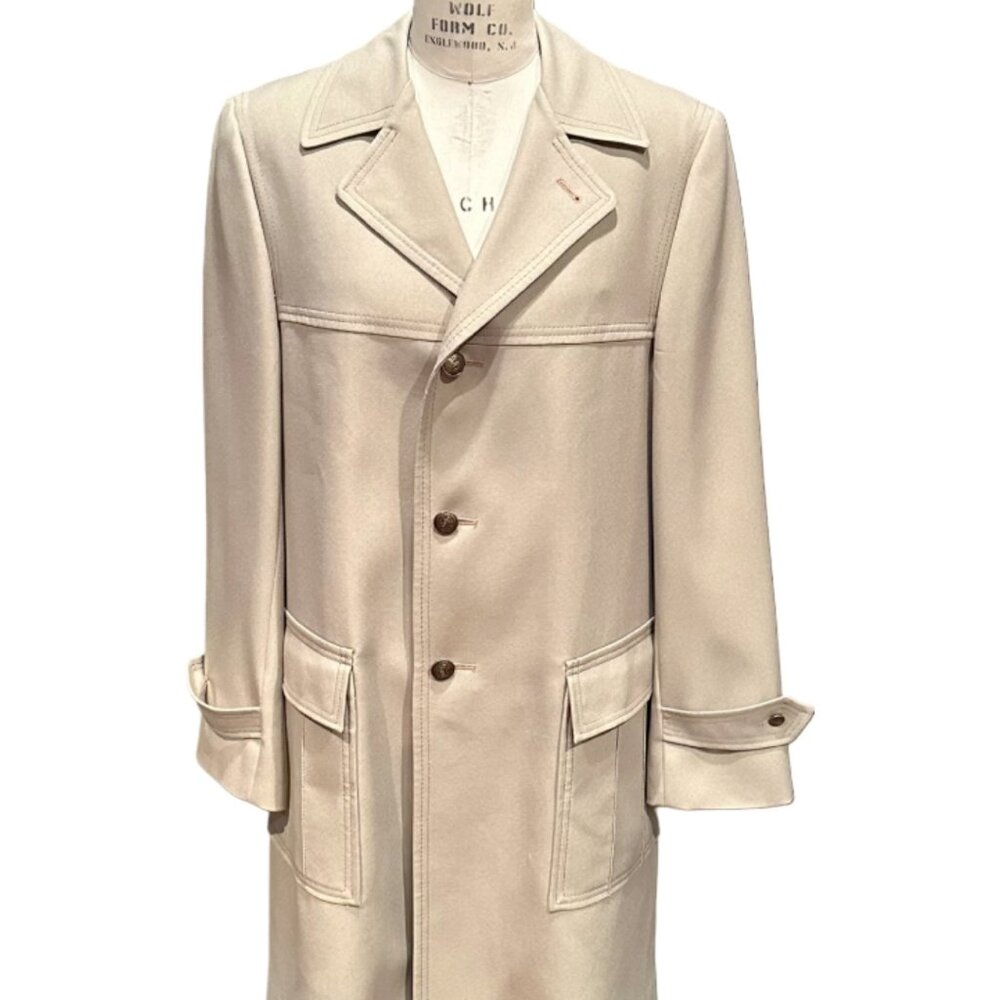 Vintage Johnny Carson Beige Trench Over Coat Men's 40L